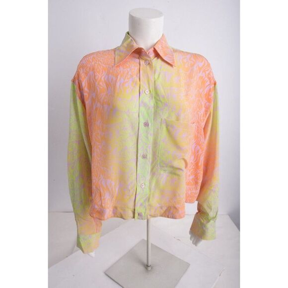 Stella McCartney Womans Silk Printed Blouse Shirt Top Orchid Sz 40 US 4-6 NWT - Picture 1 of 6